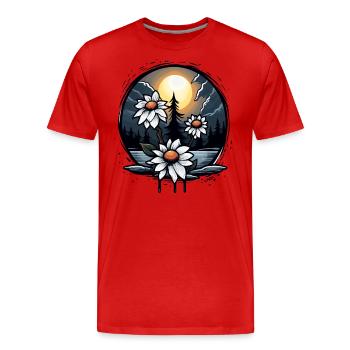 Horror Night: Flowers and Bright Moon - Men's Premium Organic T-Shirt - red - Front - Damien (186cm)
