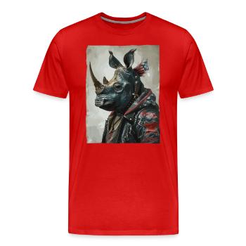 Patriotic Punk Rhinoceros - Men's Premium Organic T-Shirt - red - Front - Damien (186cm)