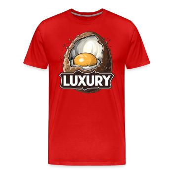 Creme-Schokoladen-Ei ist purer Luxus - Männer Premium Bio T-Shirt - Rot - Vorne - Damien (186cm)