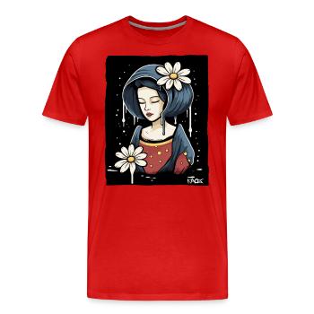 Butterflower Beauty: The Wise Woman - Men's Premium Organic T-Shirt - red - Front - Damien (186cm)