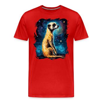 The sky is starry and a meerkat - Men's Premium Organic T-Shirt - red - Front - Damien (186cm)