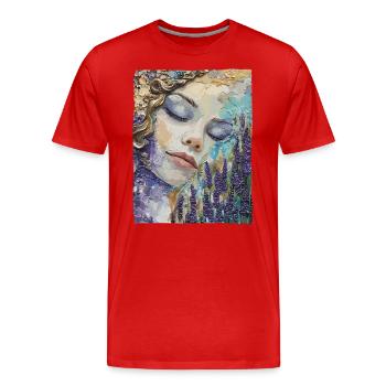 Mädchen schläft im Lavendel - Männer Premium Bio T-Shirt - Rot - Vorne - Damien (186cm)