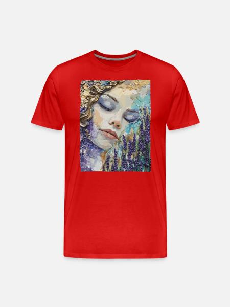 Girl sleeping in lavender - Men's Premium Organic T-Shirt - red