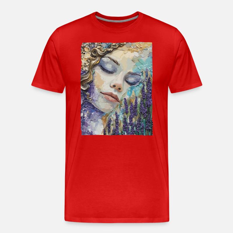 Mädchen schläft im Lavendel - Männer Premium Bio T-Shirt - Rot