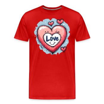 Liebe Herz - Männer Premium Bio T-Shirt - Rot - Vorne - Damien (186cm)