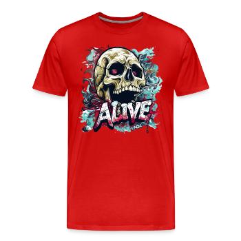Dieser Totenkopf-Schädel lebt - Männer Premium Bio T-Shirt - Rot - Vorne - Damien (186cm)