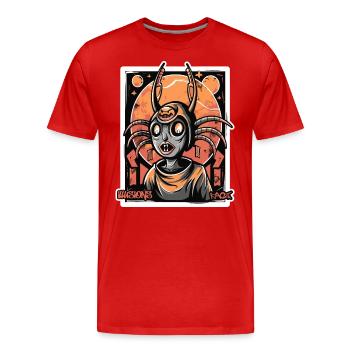 Rêve ultime : Illusion du chaos et de l’horreur - T-shirt bio Premium Homme - rouge - Devant - Damien (186cm)