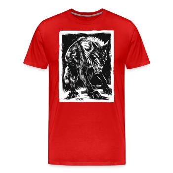 Horreur maléfique : loup-garou ou loup - T-shirt bio Premium Homme - rouge - Devant - Damien (186cm)