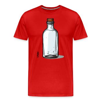 Leeres Glas-Flaschen-Motiv, Flasche ist leer - Männer Premium Bio T-Shirt - Rot - Vorne - Damien (186cm)