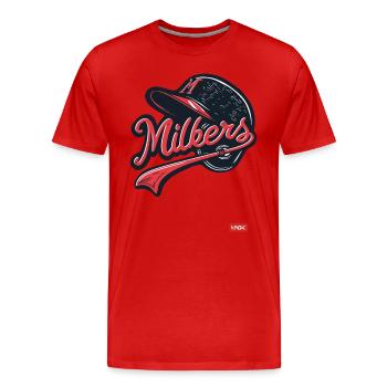 Parody Team of Baseball Milkman - Men's Premium Organic T-Shirt - red - Front - Damien (186cm)
