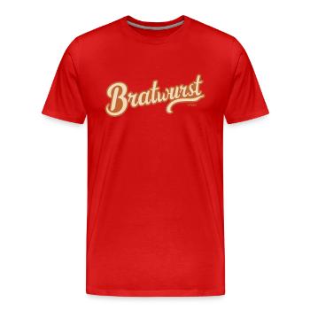 Bratwurst - Männer Premium Bio T-Shirt - Rot - Vorne - Damien (186cm)