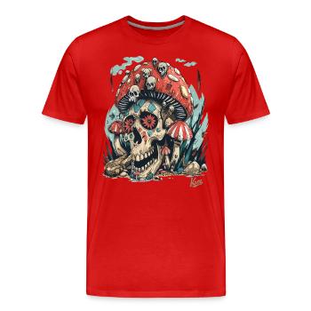 Wald der schrecklichen Schädel-Totenkopf-Pilze - Männer Premium Bio T-Shirt - Rot - Vorne - Damien (186cm)