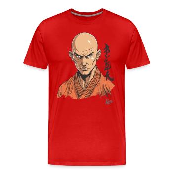 False Shaolin Monk: Martial Arts Parody - Men's Premium Organic T-Shirt - red - Front - Damien (186cm)