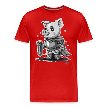 Ruhm eines Ritter Schwein - Männer Premium Bio T-Shirt - Rot - Vorne - Damien (186cm)