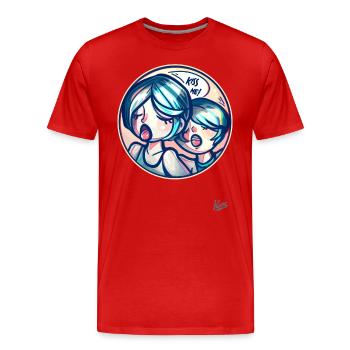 Küss mich, Schatz, ich will dich! - Männer Premium Bio T-Shirt - Rot - Vorne - Damien (186cm)