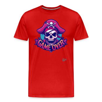 Totenkopf-Schädel-Pirat: Game Over - Männer Premium Bio T-Shirt - Rot - Vorne - Damien (186cm)