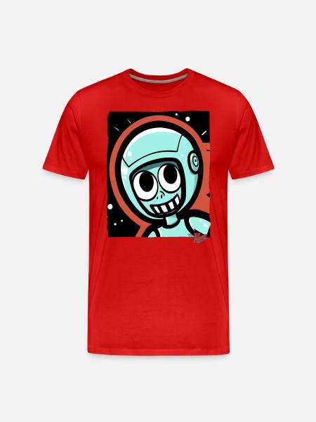 Funny Astronaut Explorer Cartoon - Men's Premium Organic T-Shirt - red