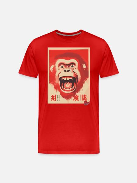 Angry happy crazy japanese monkey - Men's Premium Organic T-Shirt - red