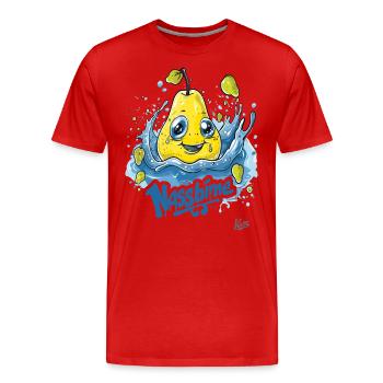 Funny Water Wet Pear : Une poire mouillée - T-shirt bio Premium Homme - rouge - Devant - Damien (186cm)