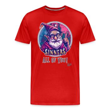 Gnome Grandpa Wizard, Sinners, All of You - Men's Premium Organic T-Shirt - red - Front - Damien (186cm)