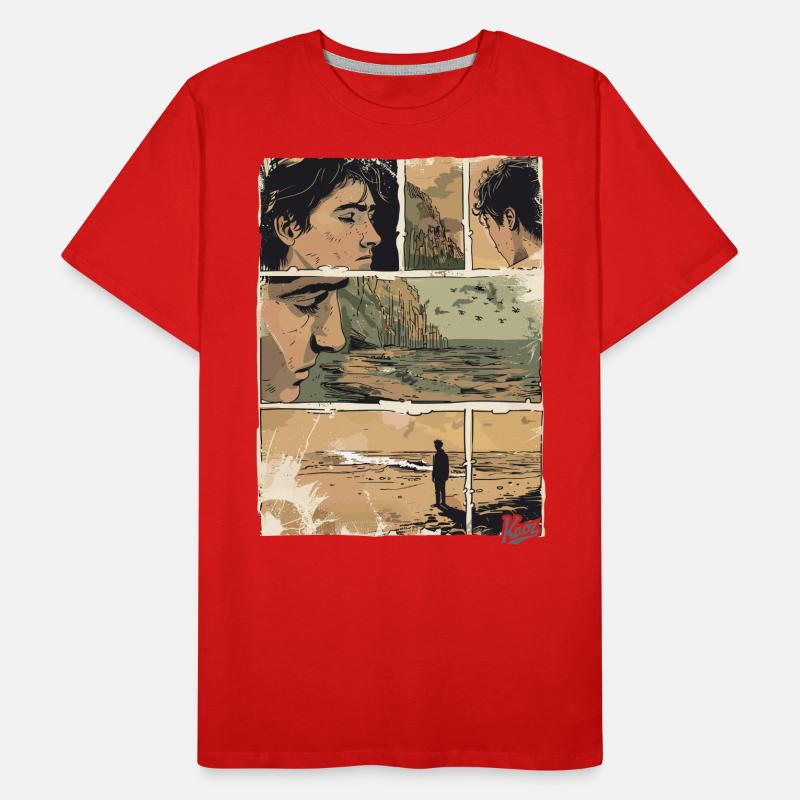 Comic der Einsamkeit am Strand Männer Premium Bio T-Shirt