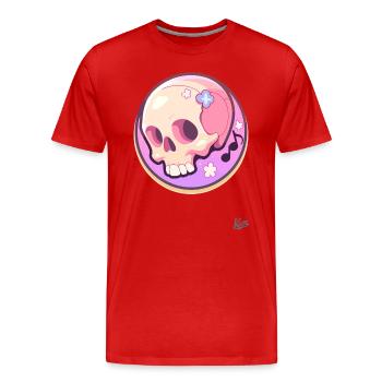 Musical notes and a relaxed cute skull - Men's Premium Organic T-Shirt - red - Front - Damien (186cm)