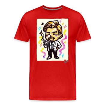 Kleiner Leonardo: Gentleman mit Pfeife - Männer Premium Bio T-Shirt - Rot - Vorne - Damien (186cm)