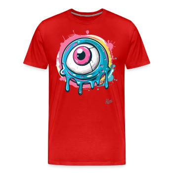 Das coole Farbspritzer-Auge - Männer Premium Bio T-Shirt - Rot - Vorne - Damien (186cm)