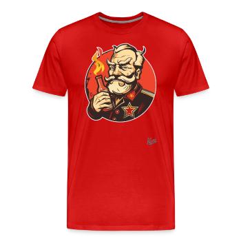 Parodie auf eine kommunistische Party mit Flasche - Männer Premium Bio T-Shirt - Rot - Vorne - Damien (186cm)