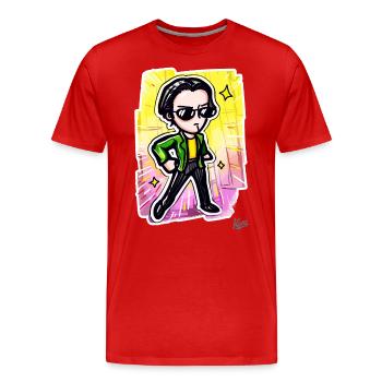 Le gars cool du film Matrix - T-shirt bio Premium Homme - rouge - Devant - Damien (186cm)