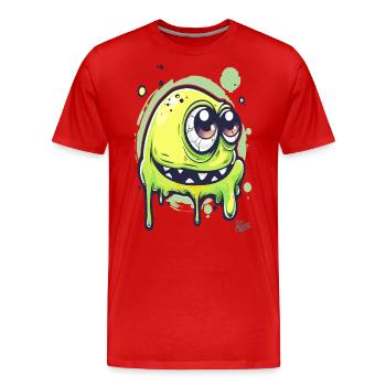 Drôle de monstre visqueux - T-shirt bio Premium Homme - rouge - Devant - Damien (186cm)