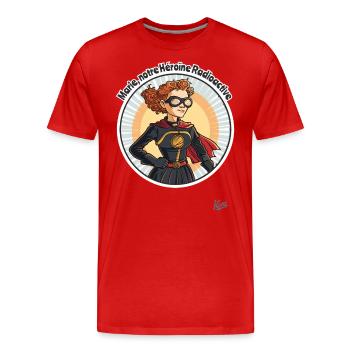 Marie, notre héroïne radioactive - T-shirt bio Premium Homme - rouge - Devant - Damien (186cm)
