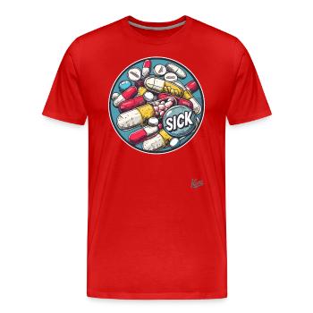 So viele Pillen, Medikamente so krank - Männer Premium Bio T-Shirt - Rot - Vorne - Damien (186cm)