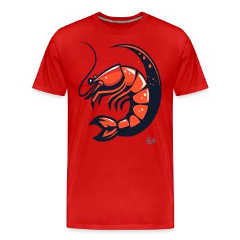 Mond-Garnele: Eine Garnele auf dem Mond - Männer Premium Bio T-Shirt - Rot - Vorne - Damien (186cm)