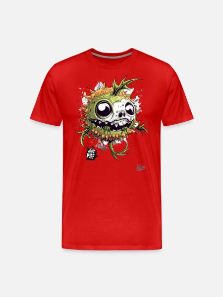 Zombified Skull: Zombie Pufferfish - Men's Premium Organic T-Shirt - red