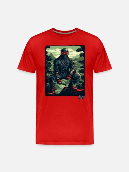 Black Nature Ninja - Men's Premium Organic T-Shirt - red