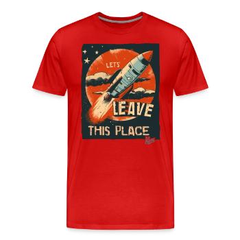 Lass uns mit einer Rakete hier abhauen - Männer Premium Bio T-Shirt - Rot - Vorne - Damien (186cm)