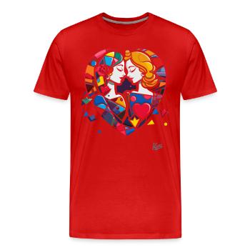 Liebende und Herzen: Herzenssache und Liebe - Männer Premium Bio T-Shirt - Rot - Vorne - Damien (186cm)