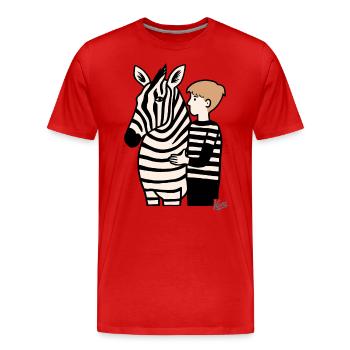 Junge mit Zebra - Männer Premium Bio T-Shirt - Rot - Vorne - Damien (186cm)