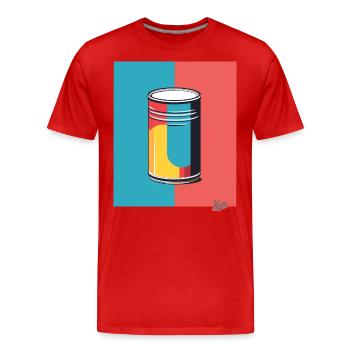 Pop Art und eine bunte Dose - Männer Premium Bio T-Shirt - Rot - Vorne - Damien (186cm)