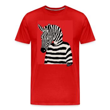 Bande dessinée Art de la bande dessinée d’un zèbre avec pull - T-shirt bio Premium Homme - rouge - Devant - Damien (186cm)