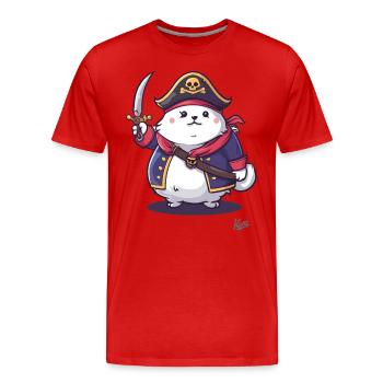 Fluffy Pet Pirate Cat - Men's Premium Organic T-Shirt - red - Front - Damien (186cm)