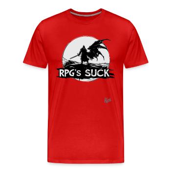 Drachenkämpfer: RPG-Spiele sind doof - Männer Premium Bio T-Shirt - Rot - Vorne - Damien (186cm)