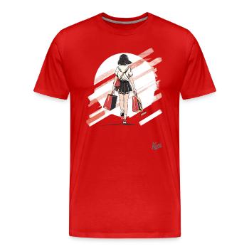 Walking and Shopping: Shopper Girl bein shopping - Männer Premium Bio T-Shirt - Rot - Vorne - Damien (186cm)