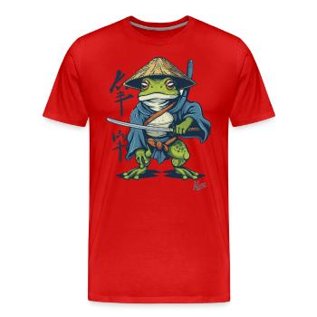 Japanischer Samurai-Ronin-Frosch - Männer Premium Bio T-Shirt - Rot - Vorne - Damien (186cm)
