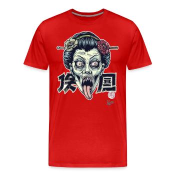 Horror Zombie Geisha - Männer Premium Bio T-Shirt - Rot - Vorne - Damien (186cm)