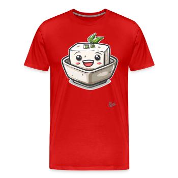 Kawaii Happy Tofu - T-shirt bio Premium Homme - rouge - Devant - Damien (186cm)