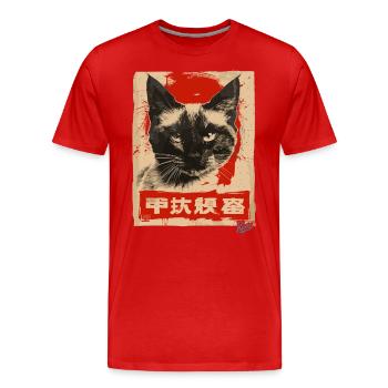 Style de propagande : Chat siamois - T-shirt bio Premium Homme - rouge - Devant - Damien (186cm)