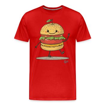 Burger sandwich aux pommes rétro - T-shirt bio Premium Homme - rouge - Devant - Damien (186cm)