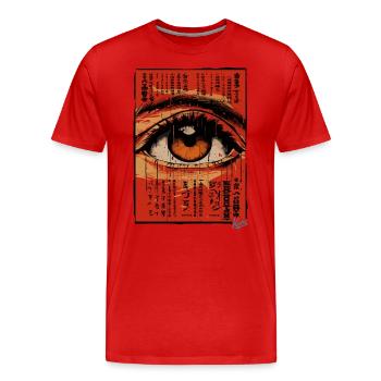 Retro Vintage Asiatisches großes Auge - Männer Premium Bio T-Shirt - Rot - Vorne - Damien (186cm)